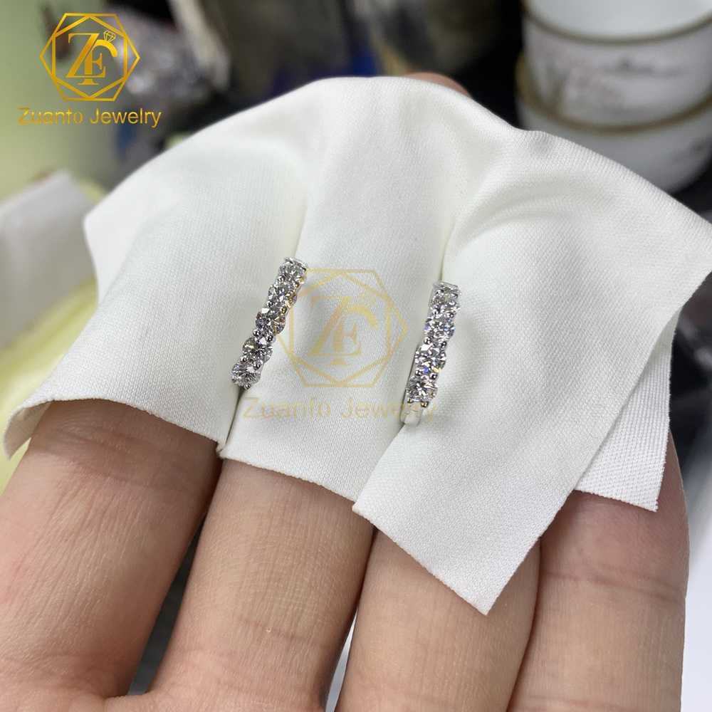 2024 New Trendy 14K 3MM Round Brilliant Cut DEF VVS/VS Lab Diamond Earrings Hoop for Women