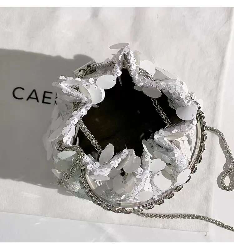 Designer Dia Tassel Sequins Evening Wedding Party Clutch Purse Metal Ring Women's Handbag Shoulder Crossbody Bag