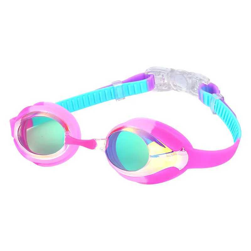 Childrens Swim Goggles Electroplating High Definition Anti-fog Waterproof Comfortable Block Bright Light Vision Large Goggles Z250215