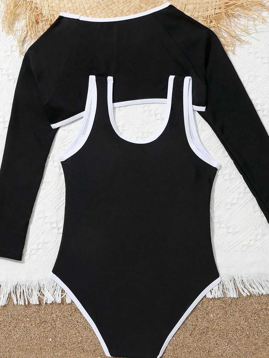 2024 Print Girls Swimsuit Two Piece Kids Swimwear Female Childrens Bathers Bathing Swimming Swim Suit BeachwearXJ250214