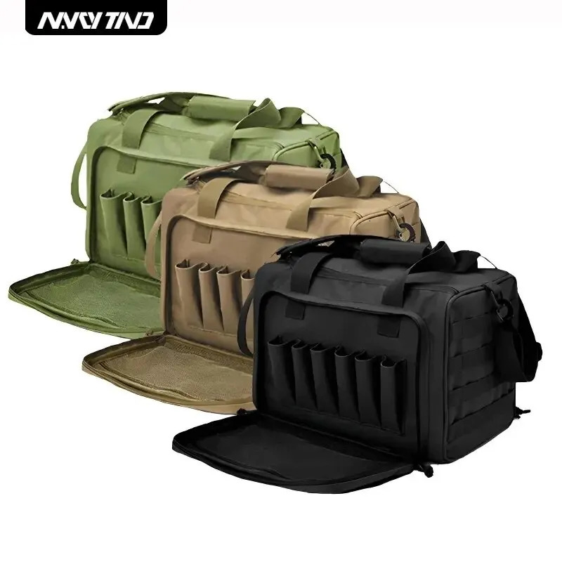 Gun Range Storage Bag Molle System Outdoor Hunting Accessory Nylon Tactical Case Bags Pistol Tool Shoulder Pack Sniper Black 250118