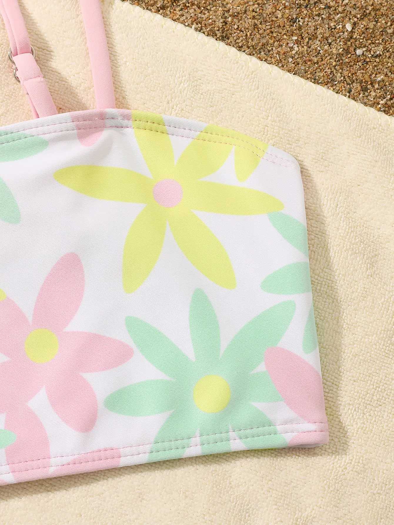 New Flower Print Girls Swimwear Bikinis 3 Pieces sand Swimsuit Suit s1005XJ250214