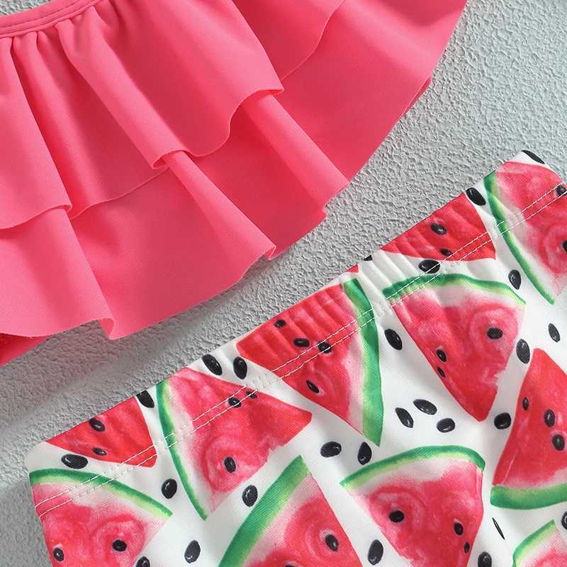 Yiiciovy Sweet Baby Kids Girls Bikini Set Swimsuit Sleeveless Hanging Neck Vest Beach Pool Shorts Swimwear with Hat Bathing SuitXJ250214