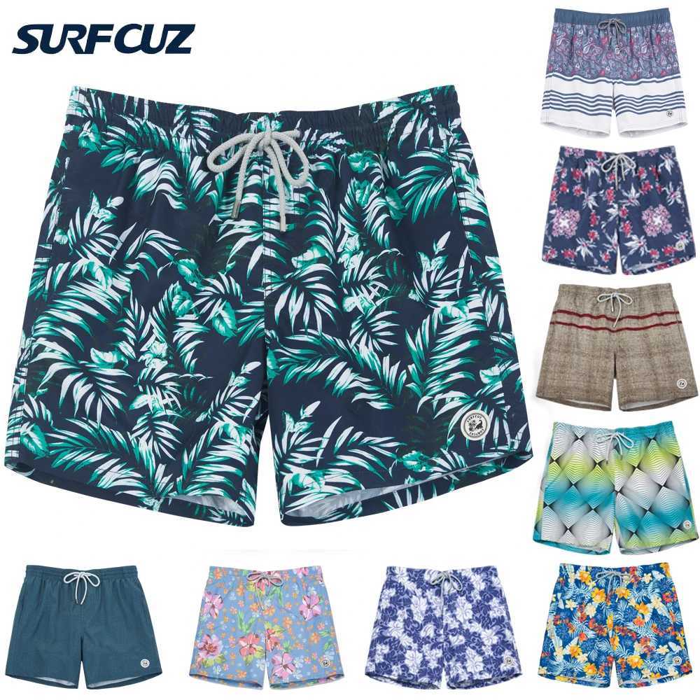 SURFCUZ Mens Swim Trunks Quick Dry Beach Board Shorts Swimwear Beachwear with Pockets and Mesh Lining Summer Mens Swim Shorts W250215