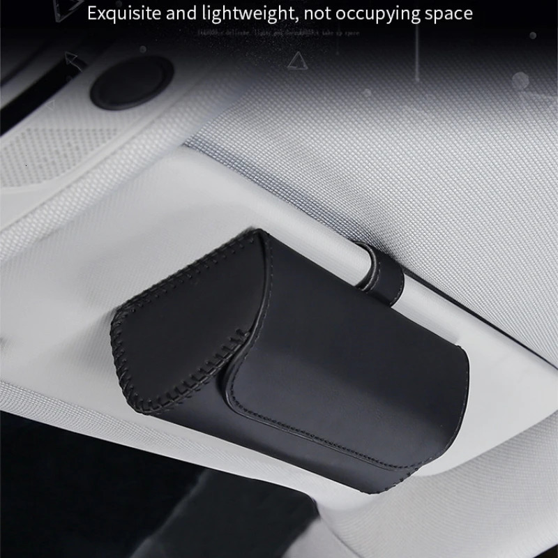 PU Leather Car Visor Sunglasses Case Clip Hanger Magnetic Fastener Sunglasses Holder Storage Box Eyeglasses Holder Car Interior 250213