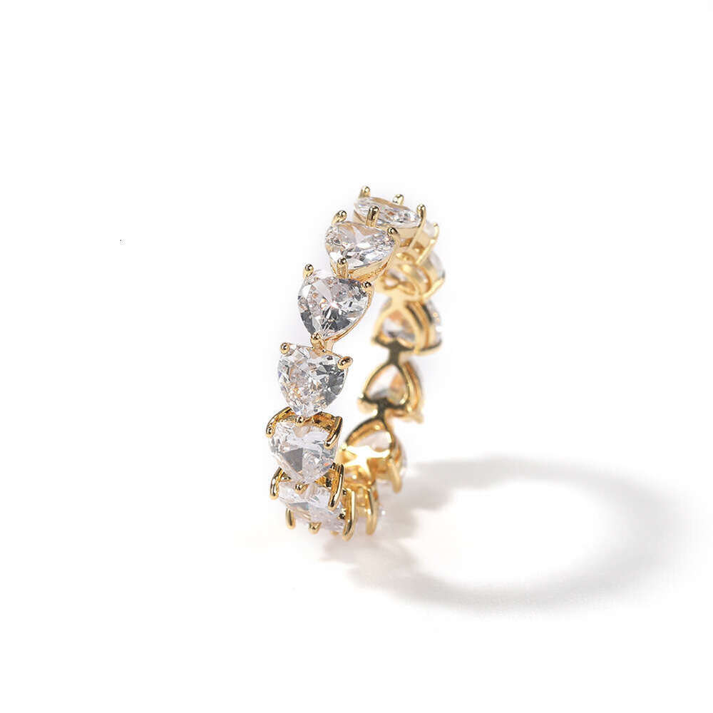 New Fashion Hip Hop for Men's Personalized Single Row Love moissanite Ring Jewelry