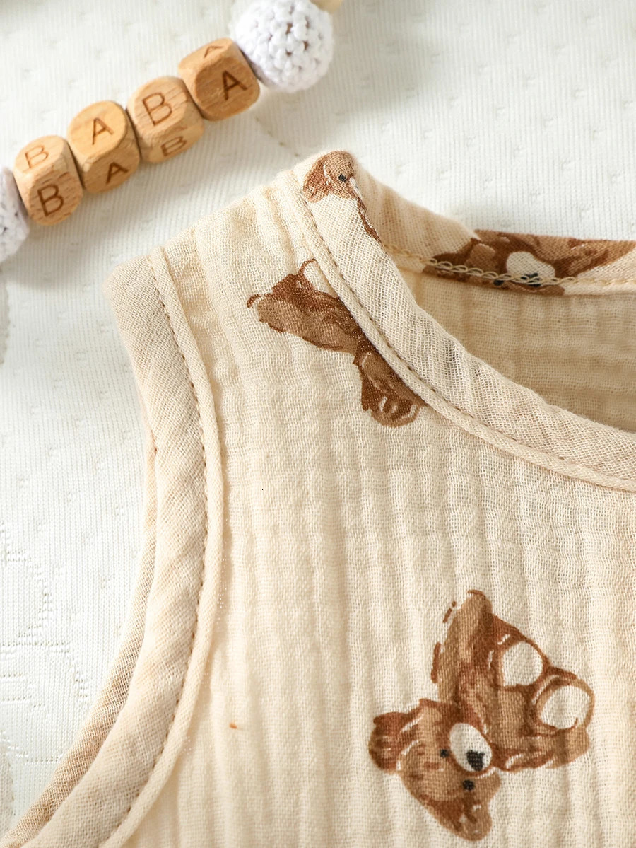 Cotton Soft Baby boys summer Sleeveless cute cartoon animals printed Daily Jumpsuit 250214