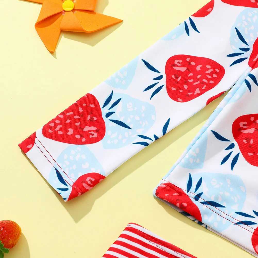 Girl Swimwear Summer Kids Swimming Clothing Ruffles Long Sleeve Beachwear Bathing Suit Butterfly Print Girls Two Piece SwimsuitXJ250214