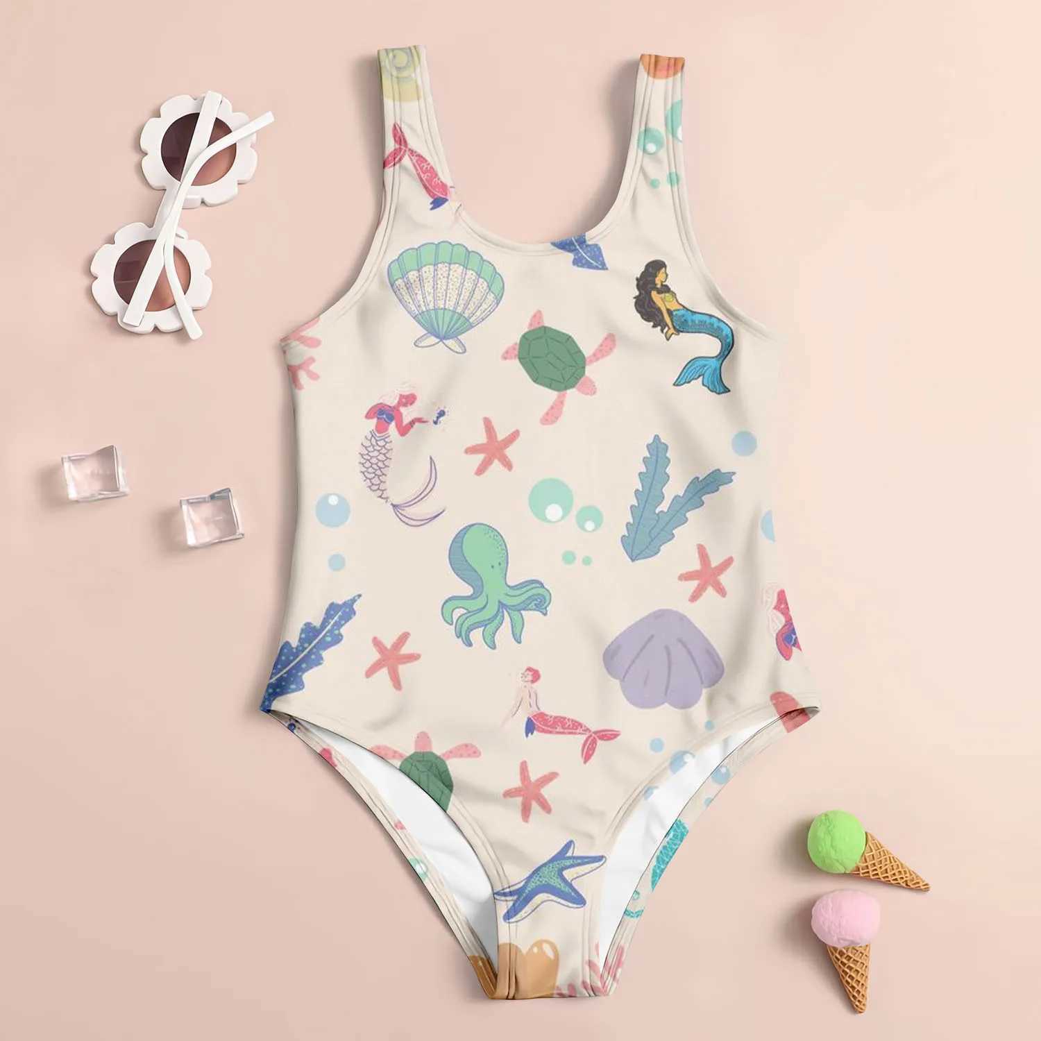 Summer Fashion Childrens Swimsuit Cute 3D Printed Girls Swimsuit Trendy Beach Par Vacation Comfortable Diving SportsXJ250214
