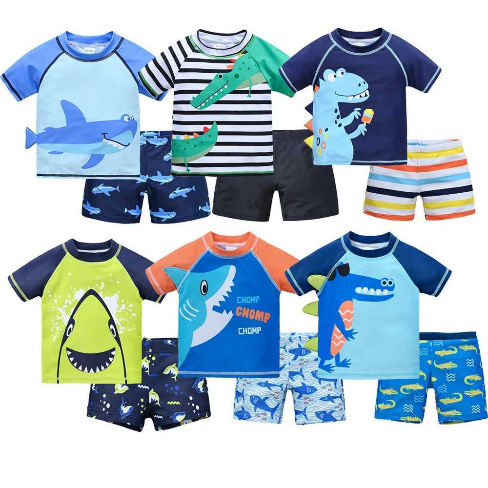 Kids Boy Swimsuit Cool Print 2 Pcs/lot 1-7 Years Summer Children Board Shorts Children Boys Swimwear Beach SurfingXJ250214