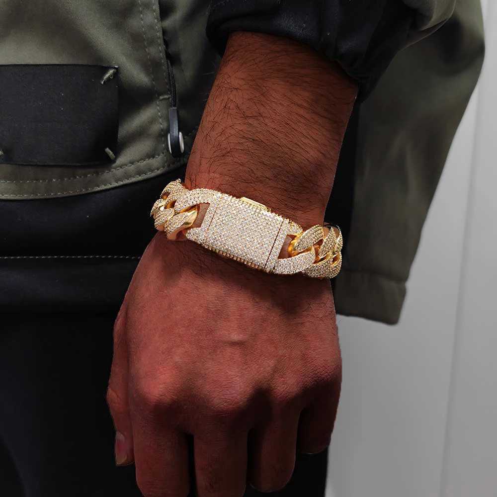 20MM 4 Rows New Style moissanite Cuban Chain Bracelet Hip Hop Mens Jewelry 18k Gold Plated Iced Out Cuban Link Chain Men Bracelet