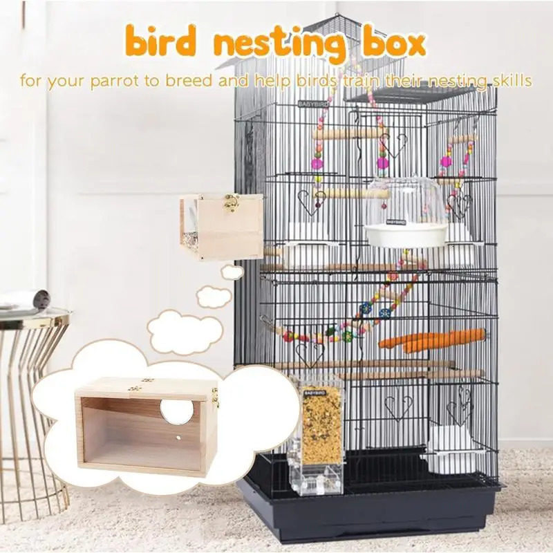 Bird Breeding Box Parrot Mating Box Cage Parrot Breeding Mating Box Wooden Bird Nesting House For Parrot Parakeet Budgies 250206