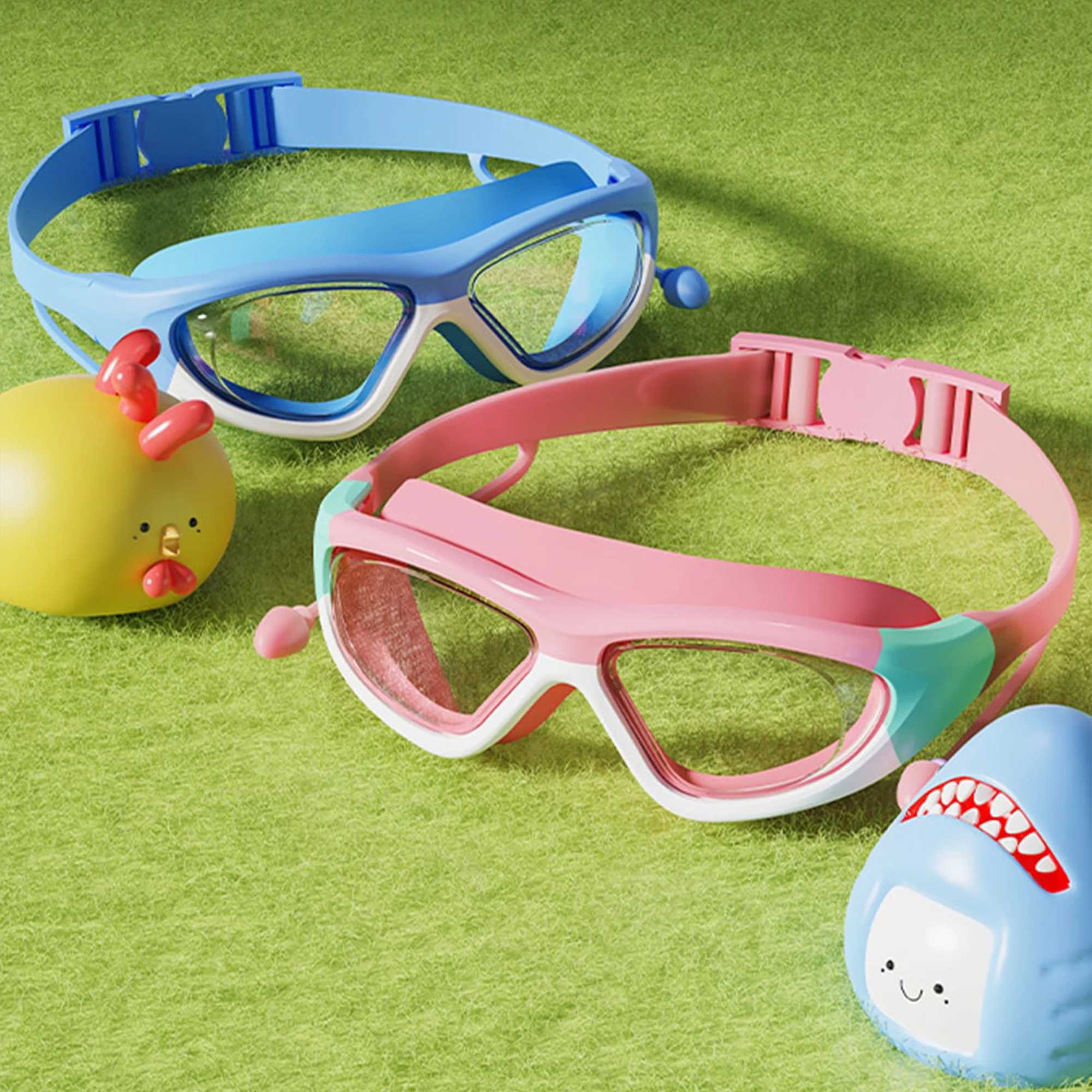 Childrens small frame swimming goggles with earplugs Childrens anti-fog swimming glasses Boys Girls Pool beach glasses Z250215