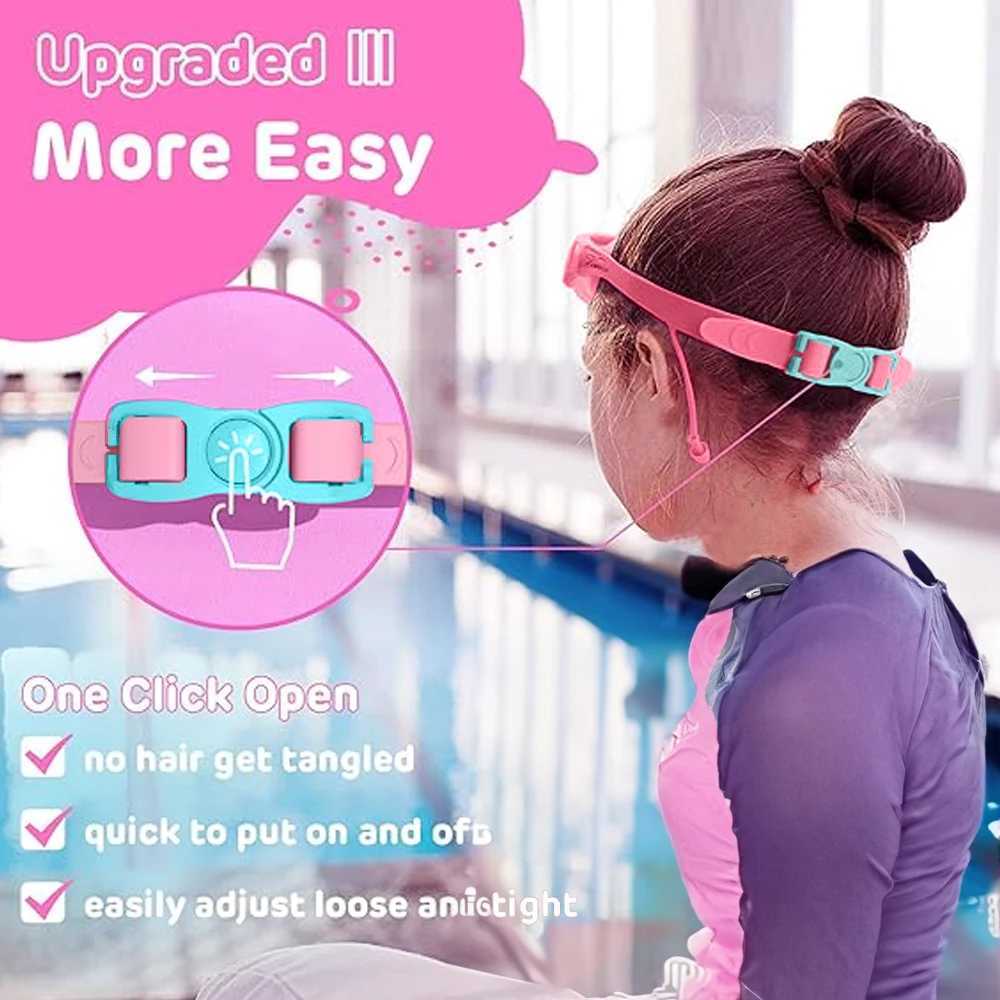 Childrens High-definition Waterproof And Anti Fog Swimming Large Frame Glasses Convenient Goggles Silicone Connected Earplugs Z250215
