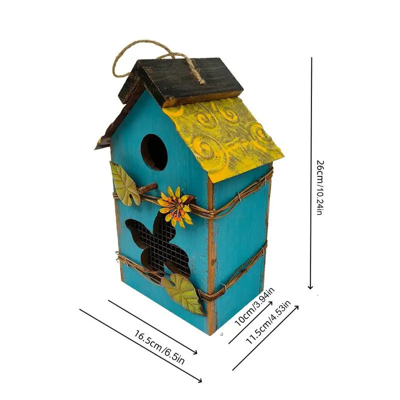 Wooden Birdhouse Hangable Sturdy Bird Houses Multifunctional Protective Bird Cage For Outside Garden Decor 250206