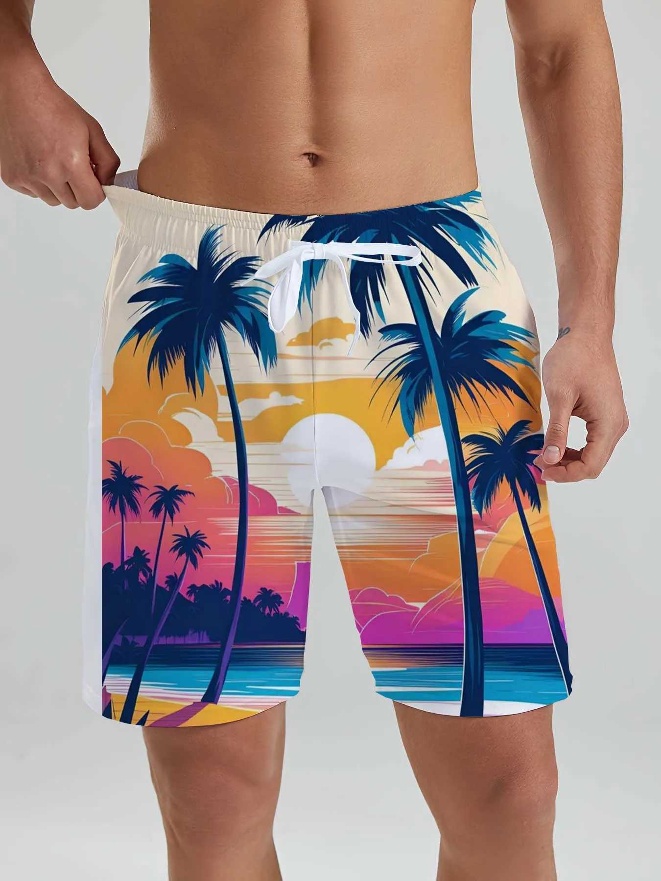 Hawaiian flamingo vacation beach shorts mens summer new leisure street shorts cocoa beach 3D printed board shorts swimming trunks W250215
