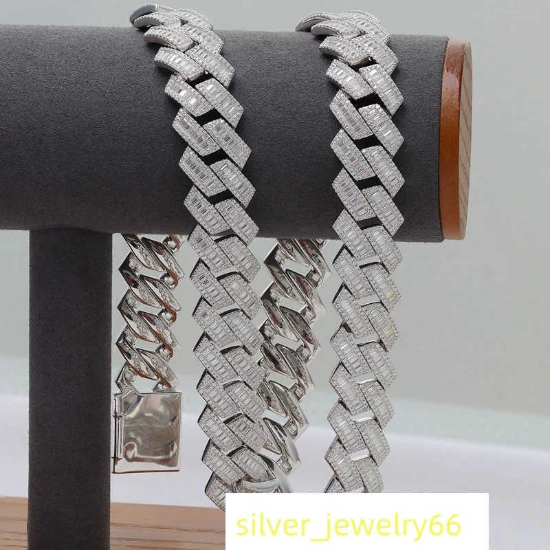 Paston Customized Jewelry Iced Out 925Silver Moissanite Big Size Cuban Chain 18mm 22inch vvs Diamond Hiphop Jewelry