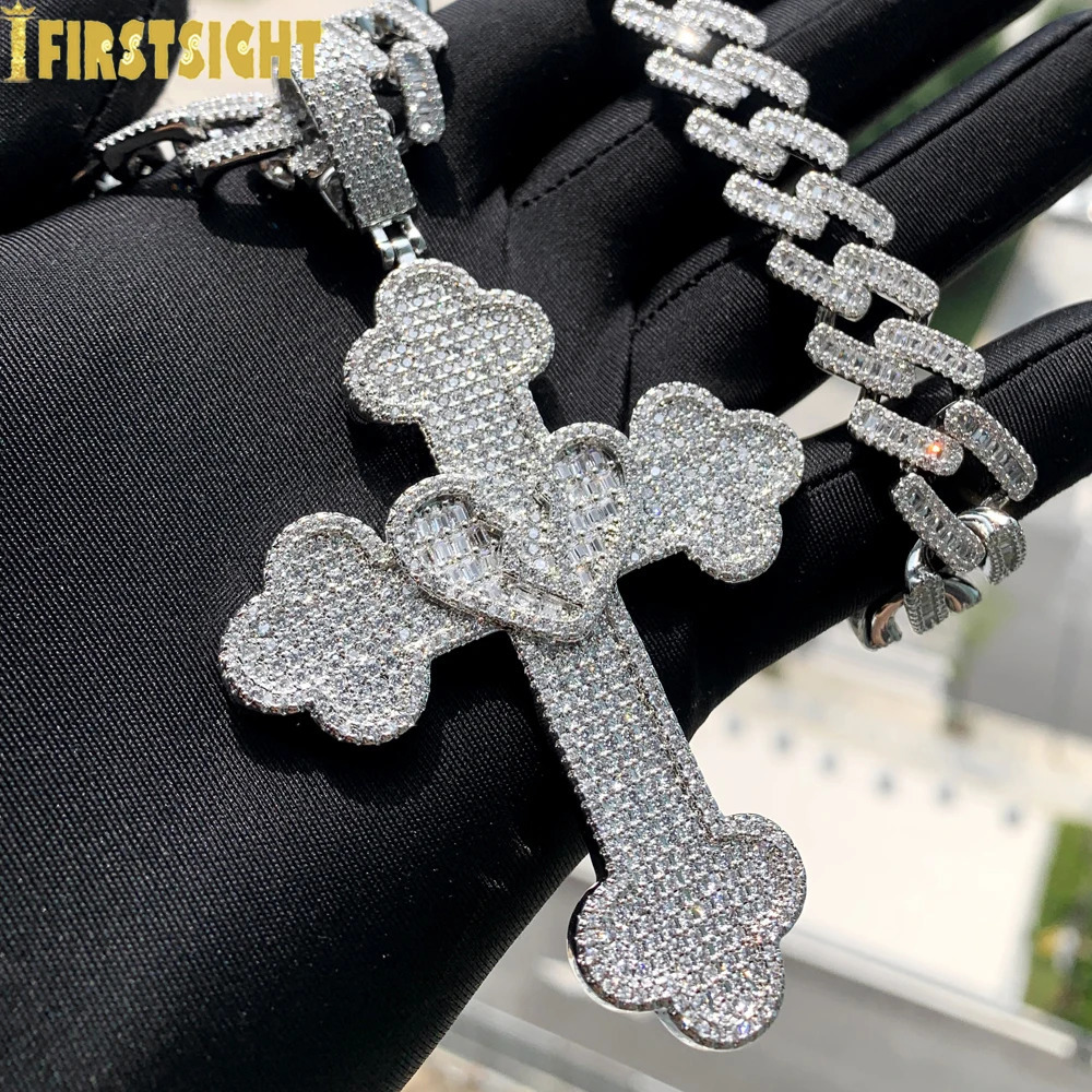 Letter Self Made Pendant Necklace Iced Out Bling 5A Zircon CZ Heavy Chunky Round Badge Charm Men Fashion Hip Hop Jewelry 250211
