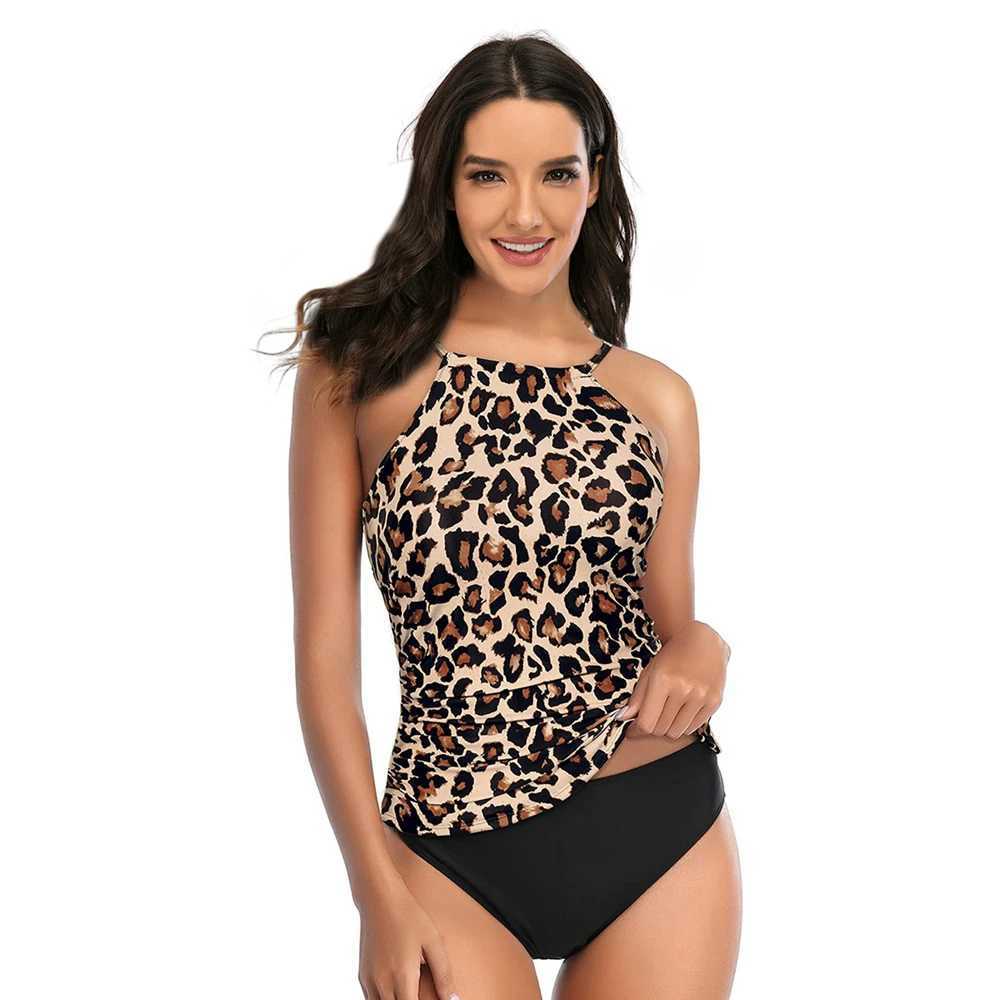 3 Colors Women Conservatively Cover Belly Tankini Set Padded Top With Adjustable Shoulder Straps Elastic Slim Knitted BeachwearW250214