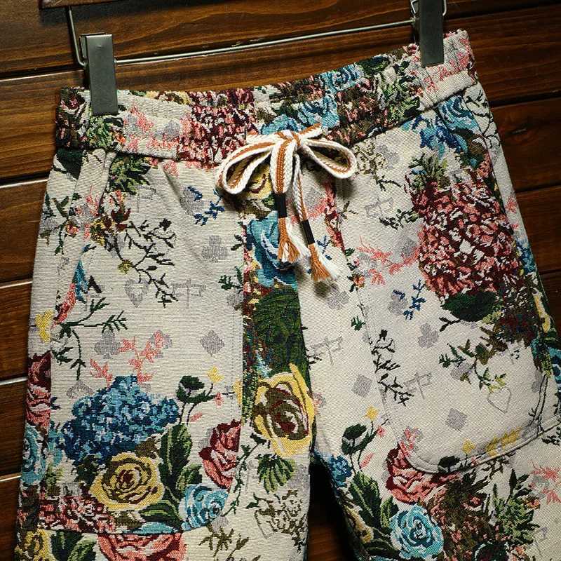 Casual shorts for men2024summer home outdoor large size jacquard beach pants trendy printed loose breathable shorts W250215