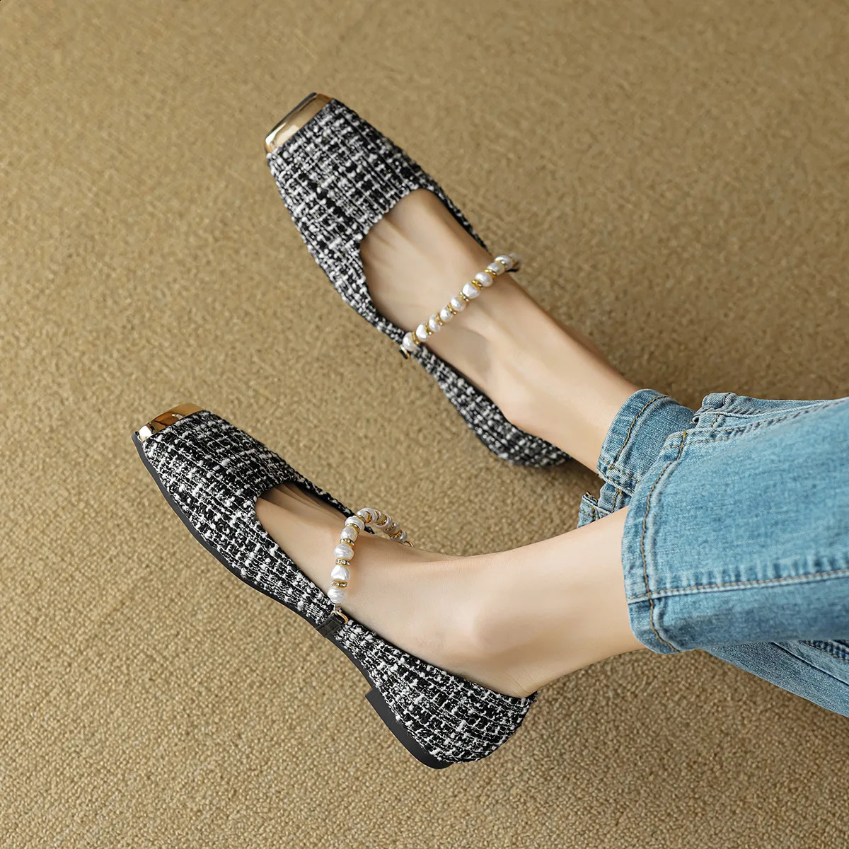 spring womens outdoor shoes Korean style mary jane Metal decoration Ladies casual flats business shoes 250214