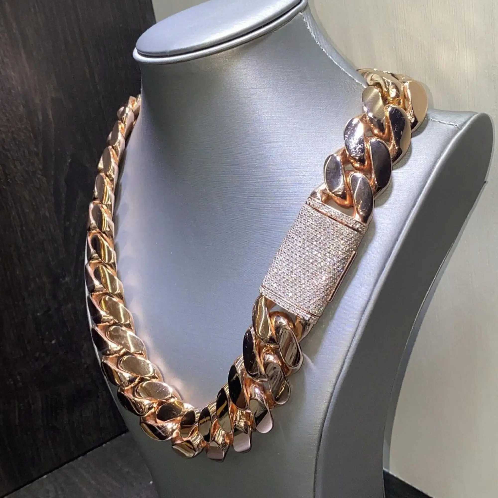 Top Quality Iced Out Cuban Link Chain Moissanite Diamond Cuban Link Chain Hip Hop Miami Cuban Chain 10k Gold Lab Grown Diamonds