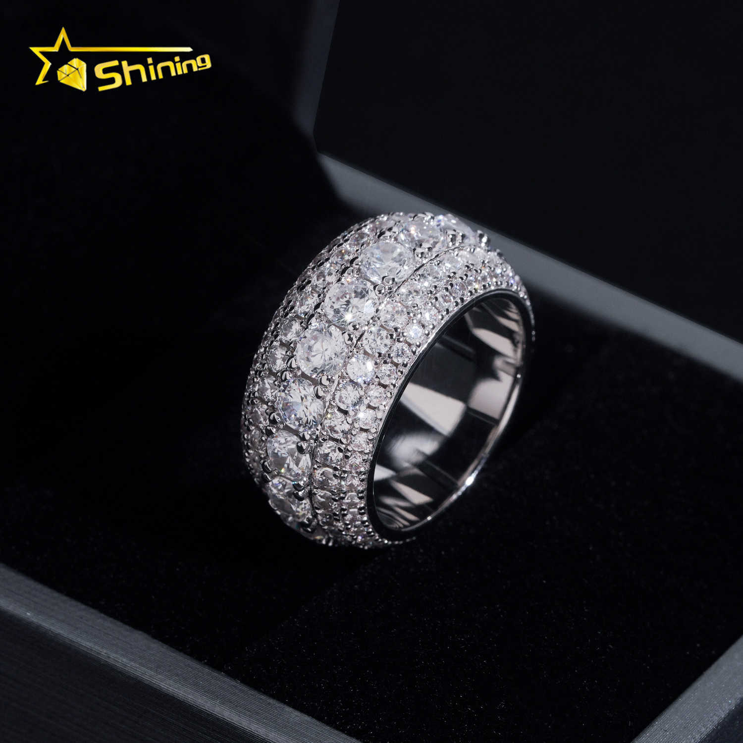 Ready To Ship Men Hip Hop Fully Iced Out CZ Diamond Ring Fashion Jewelry Rings Brass Zircon Engagement Ring