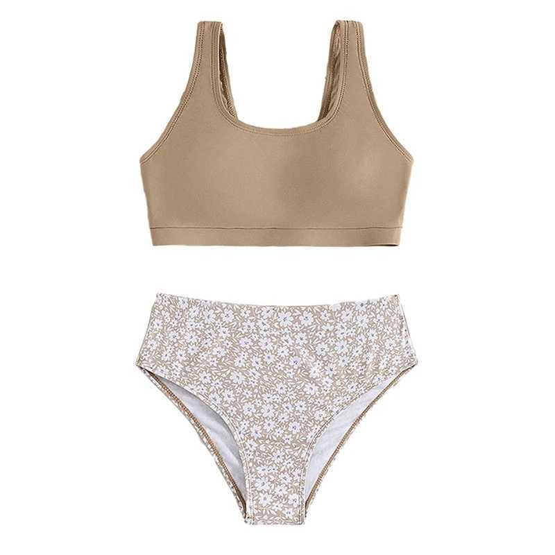 Teenager Girls Swimsuit Two Piece Childrens Swimwear Summer Teenager Girls Breathable Beachwear Kids Bikini Sets 8-14YearsXJ250214