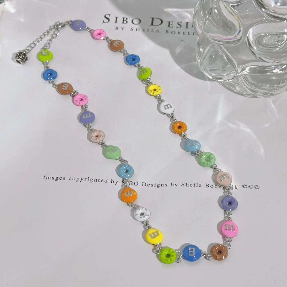 Misa double-sided color dopamine m bean donut necklace exquisite high-end temperament ins internet celebrity style collarbone chain women