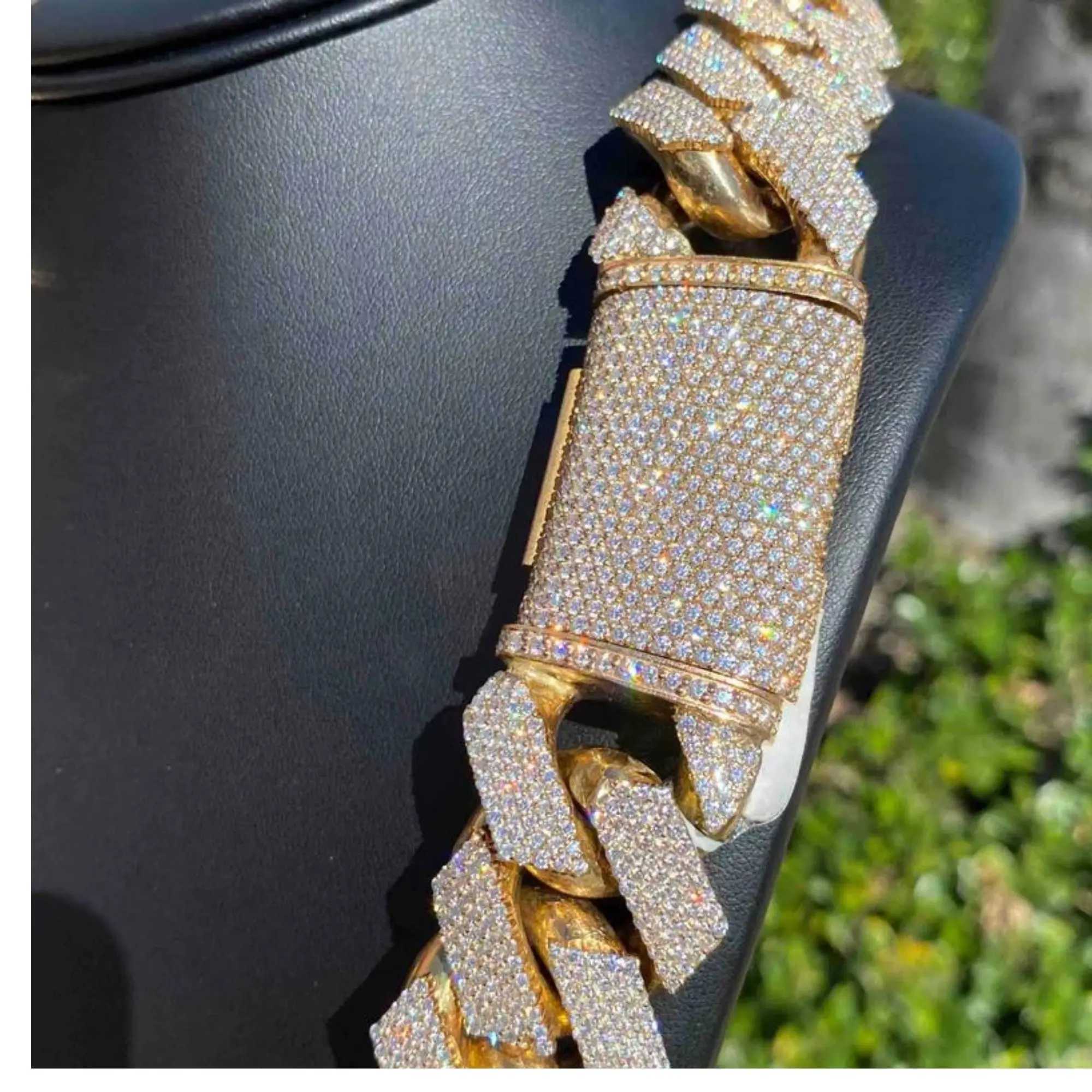 Top Quality 22mm 700 Grms Miami Cuban Chain Iced Out Chain Ready to Ship 10k Gold Vvs Lab Grown Diamond Chain Cuban Link