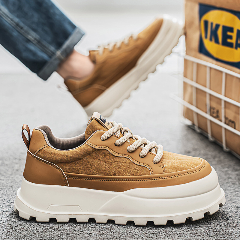Men Casual NEW Shoes Thick Sole Fashion Simple Design Splicing hot Color Versatile Triple Black Khaki Free shipping