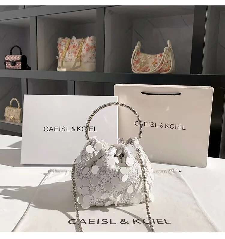 Designer Dia Tassel Sequins Evening Wedding Party Clutch Purse Metal Ring Women's Handbag Shoulder Crossbody Bag