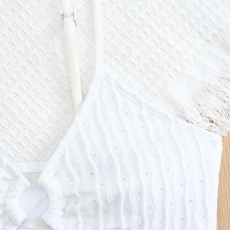 Ring Link Bikinis 2025 Girls Swimsuit High Waist Kids Swimwear Female Children Bathers Bathing Swimming Swim Suit BeachwearXJ250214