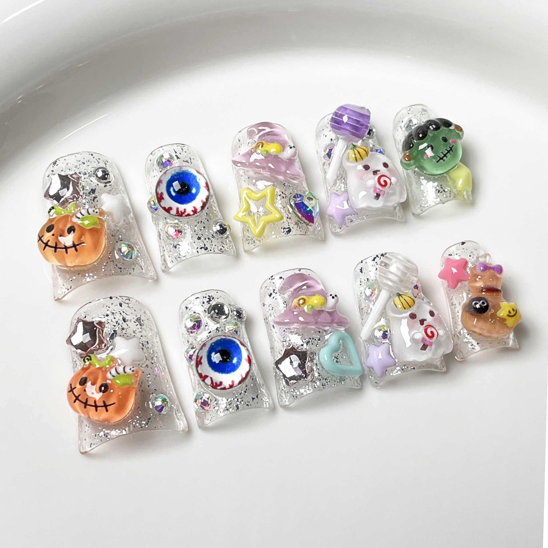 False Nails Cute Halloween New Duck billed Armor Ice Explosion Flash Small Fresh Handmade Wearing H25215