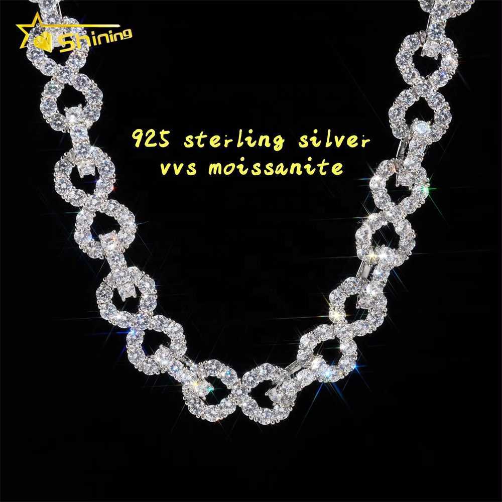 Hip Hop Jewelry 925 Sterling Silver Gold Plated Custom Necklace 15MM Infinity Link VVS D Color