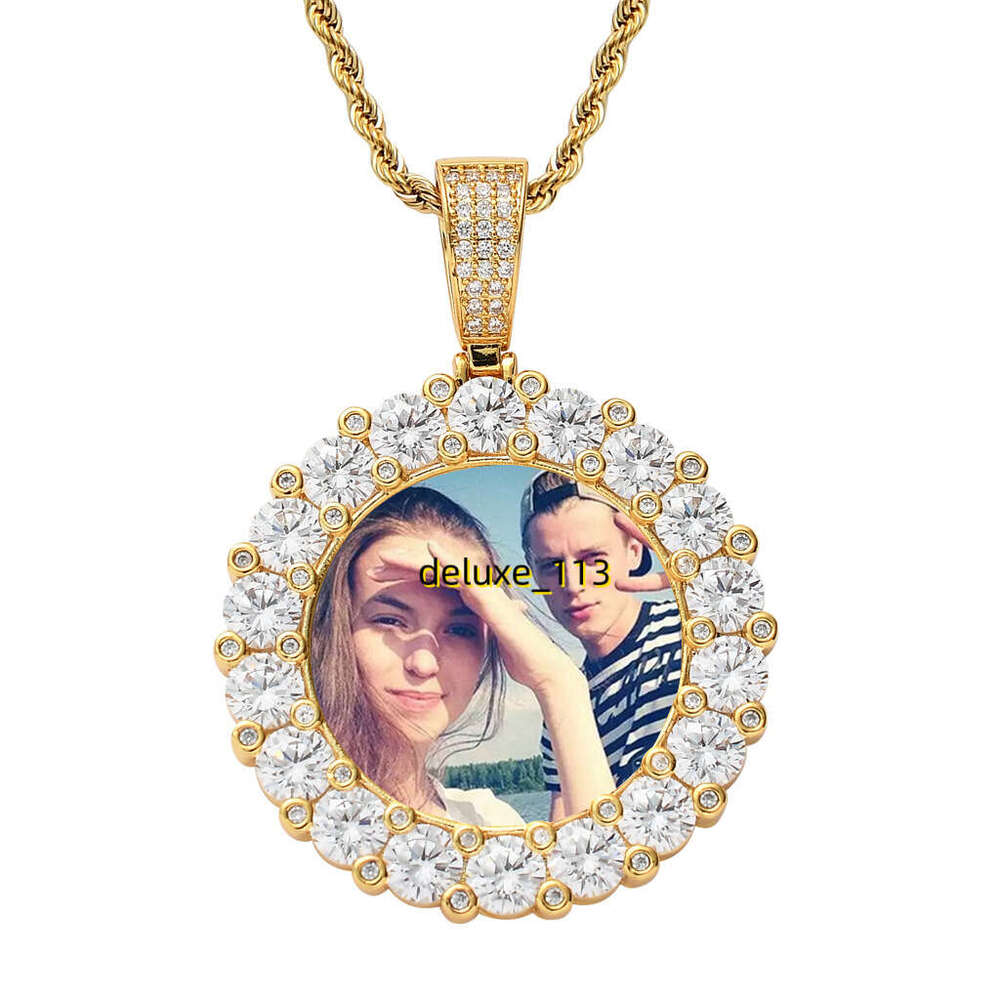Frame Pendant DIY Private Couple Photo Commemorative Round moissanite Solid Hip Hop Necklace