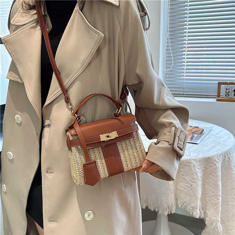 Designer bag Kelly popular bag womens fashion new item hand-held grass rattan woven beach crossbody high-end single shoulder