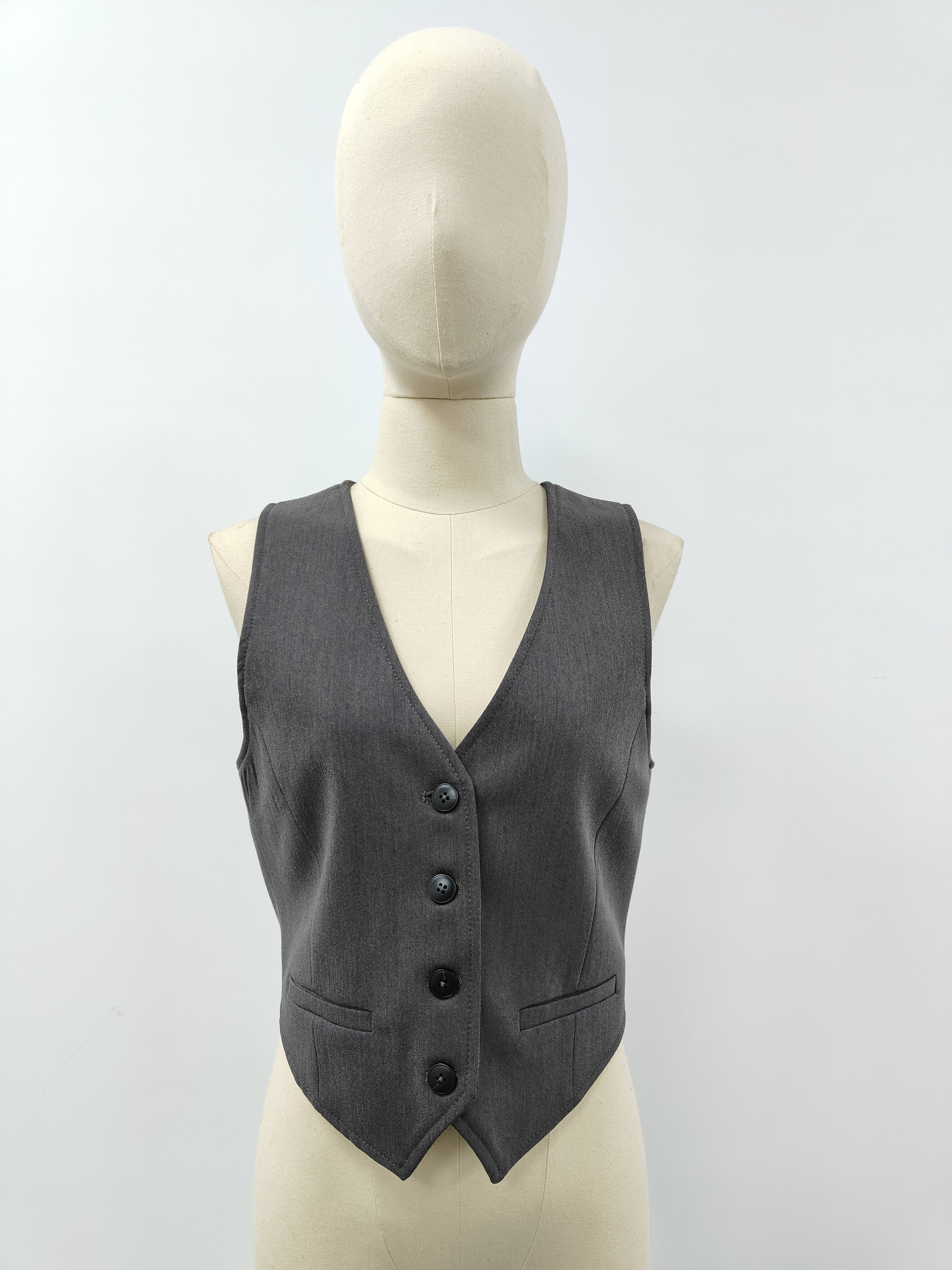 Grey Slim Fit Single Breasted Tailored Blazer Vest