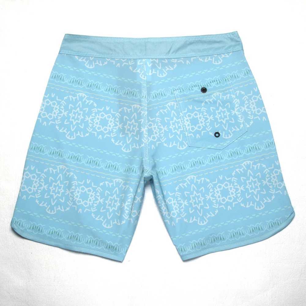Blue floral printed board mens surfing swimsuit 4-way stretch quick drying waterproof thin beach shorts Bermuda swimsuit W250215
