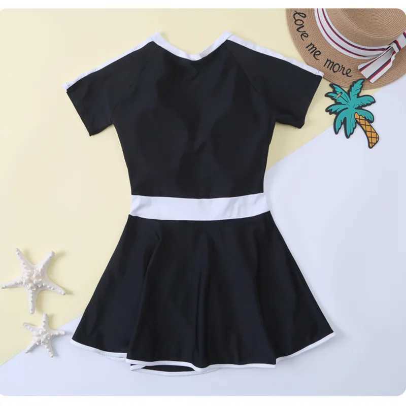 New Girls Swimwear 2 Pieces Swimsuit with Skirt Teenagers Short Bikini Children Swimming Pool Bath Suit Tankini Sets BeachwearXJ250214