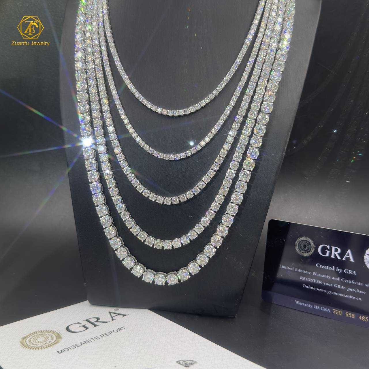 Factory Price Iced Out Chains Silver S925 2mm 3mm 4mm 5mm 6.5mm VVS1 Moissanite Tennis Chain Necklace Women and Men