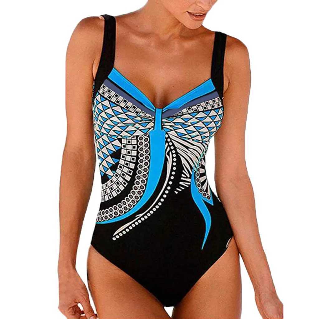 One Piece Swimsuits Swimming Suit For Women Bodysuit Women Fashion Printed Female Swimwear Bath Clothing Beach Wear With PadW250214