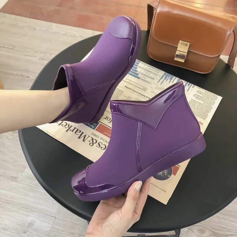 Fashion Rain Shoes Womens Adult Non-slip Low-top Water Boots Water Shoes Short Rain Boots Womens Rubber Shoes 250213