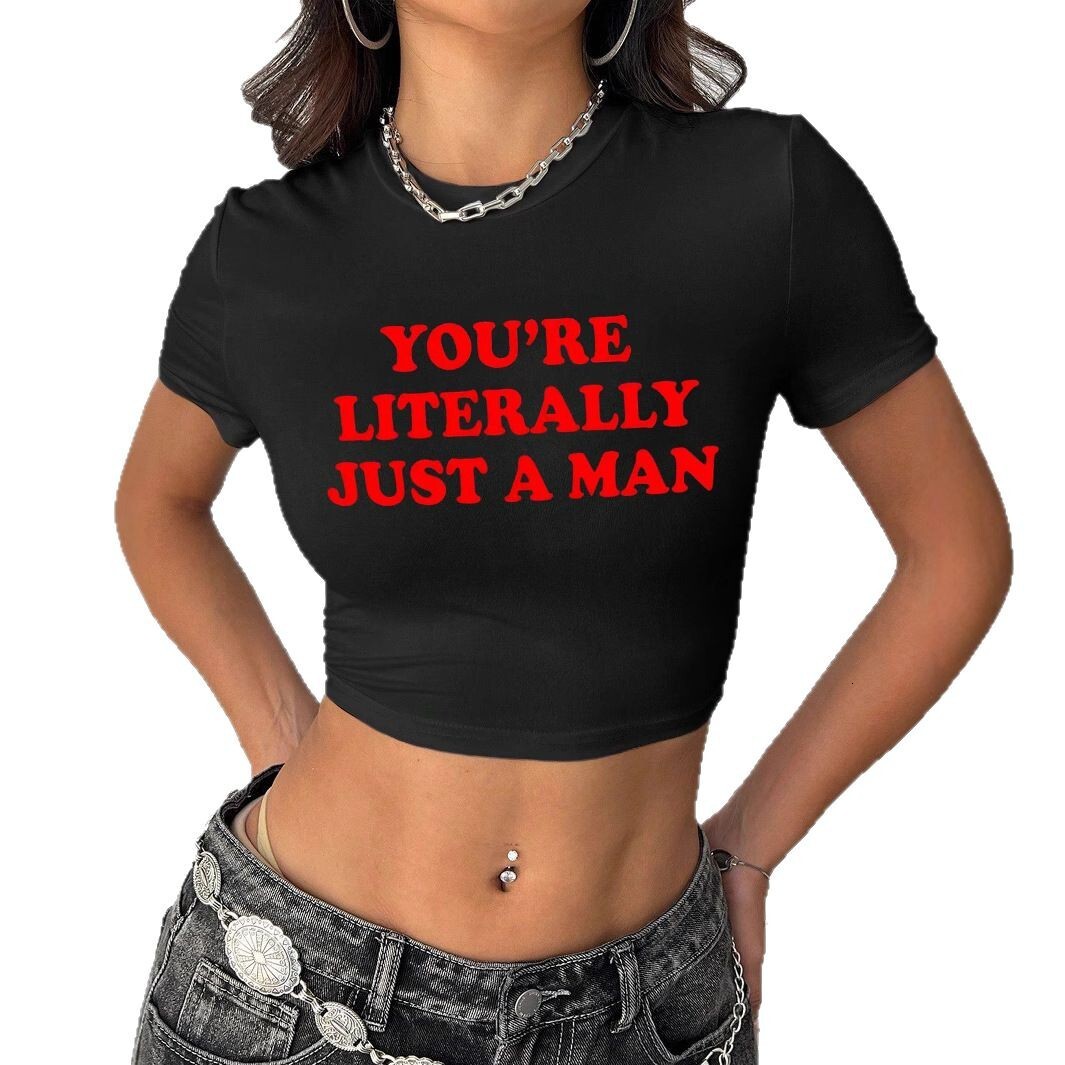 Designer Fashion Casual Top Bare Umbilical Casual Sleeve Y2k Printed T-shirt Short Top New Women's Wear
