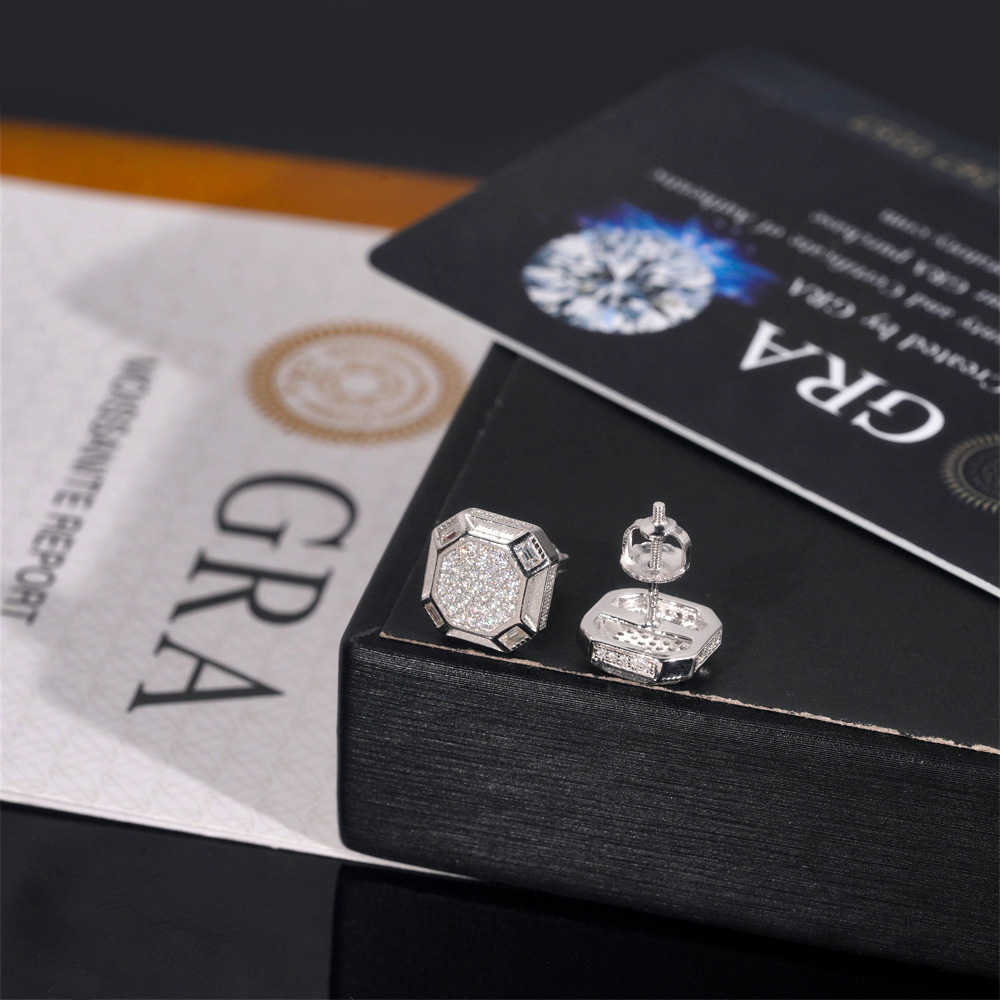 Ins925 silver vvvs moissani earrings pass testing for Gra certified streetwear for both men and women