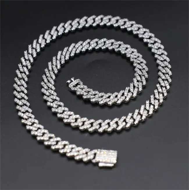 Factory 925 Silver 18k Gold Plated Thick Necklace Custom Vvs Moissanite Bracelet 14k Real Gold Fine Jewelry Cuban Link Chain