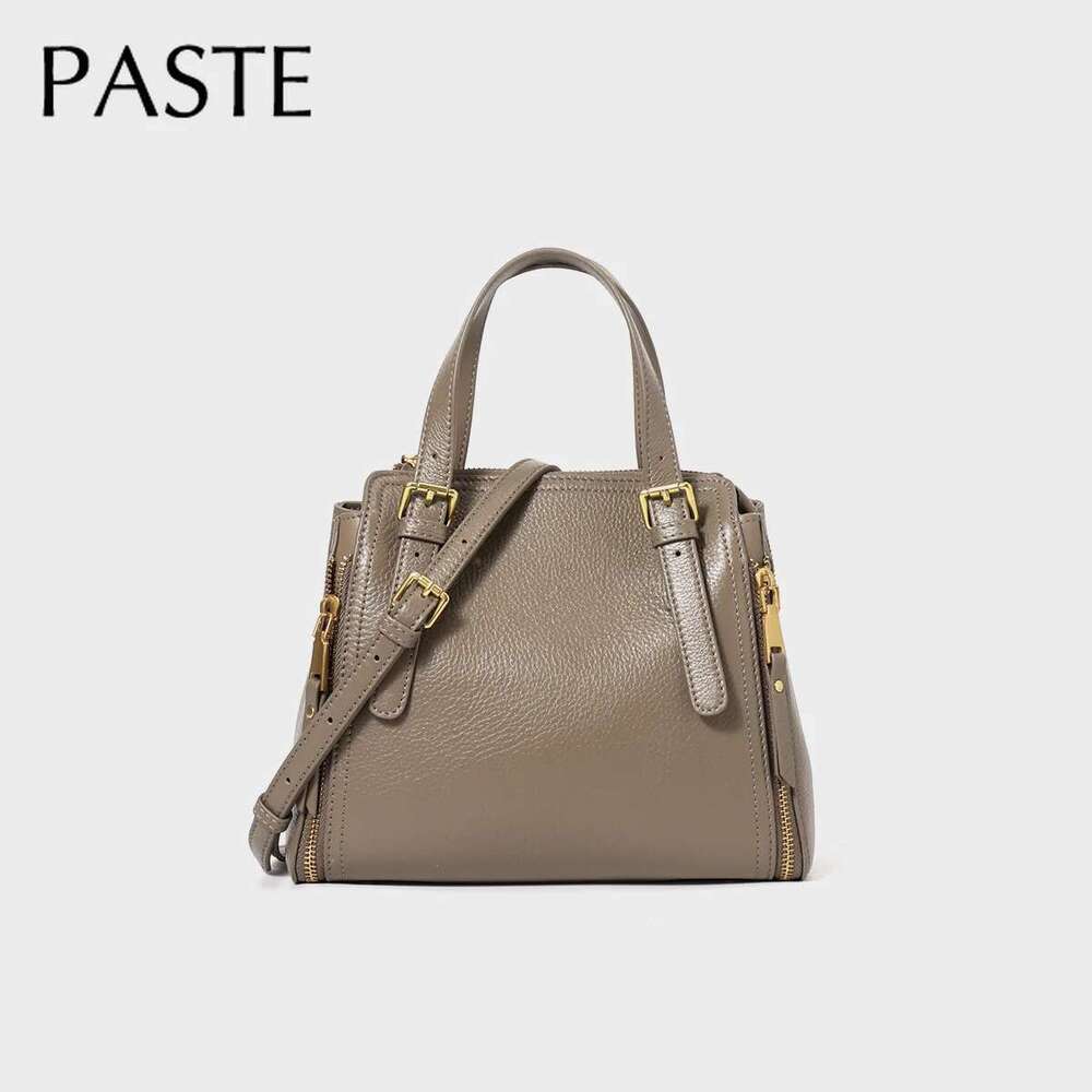 Classic Summer Double Zipper Design Hand Bags For Cowskin Leather Adjustable Handle Women Tote Shoulder Bag
