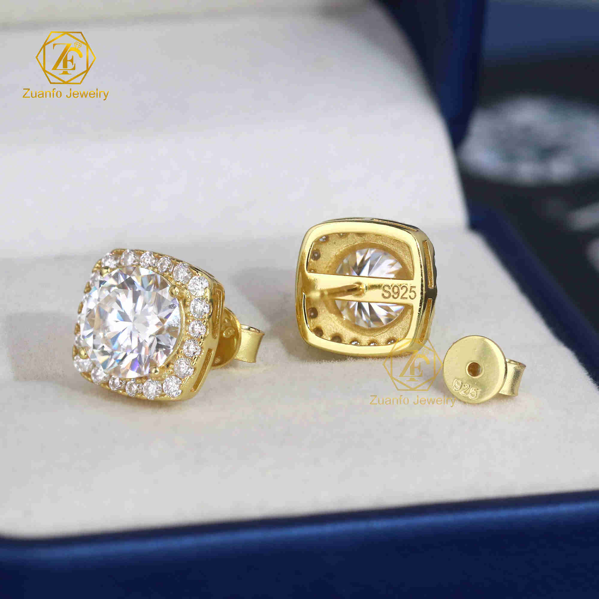 RTS Fine Jewelry 925 Sterling Silver VVS Moissanite Earrings 6.5mm 8mm Round Halo Studs for Men Party Accessory