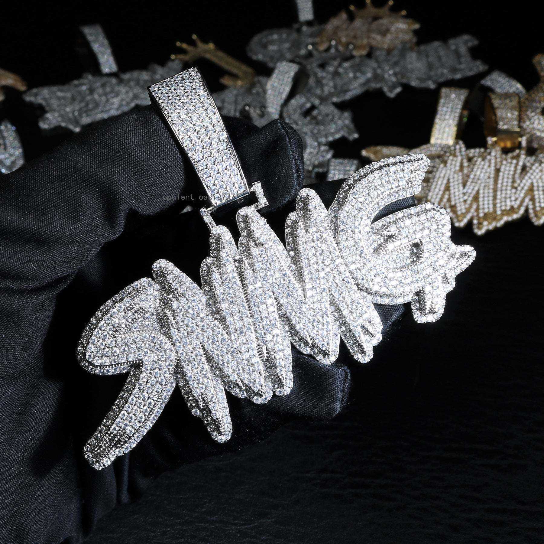 Hip Hop Fashion Jewelry Pendant VVS Moissanite Custom Letter Pendant 925 Silver Necklace With Letter Moissanite Diamond Pendant