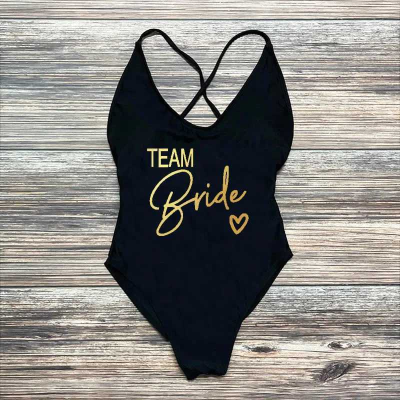 S-3XL Swimwear Women Team Bride One-Piece Swimsuit Squad Swim suits Sexy Padded Bachelorette Party Bathing Suit Summer BeachwearW250214